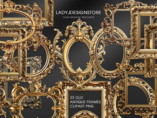 Antique Gold Frames Clipart Clip Art– Elegant Baroque & Vintage Borders