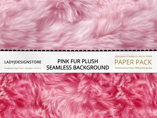 Pink Fur Plush Seamless Digital Paper Pack ladyjdesignstore