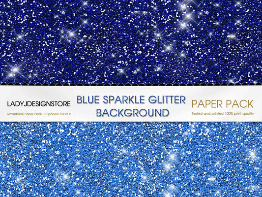 Blue Sparkle Glitter Background - Digital Seamless Paper Pack
