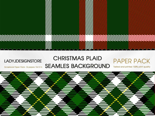 Christmas Plaid Background Seamless Background Pack