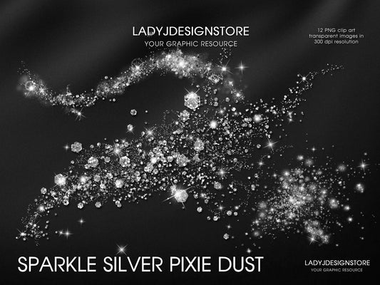 Sparkle Pixie Dust Overlay Bundle 60 Silver Elegant & Sparkling Design Elements