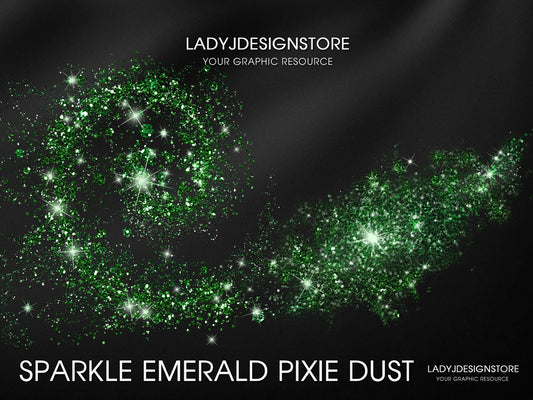 Sparkle Green Emerald Pixie Dust Overlay – Elegant & Sparkling Design Elements ladyjdesignstore