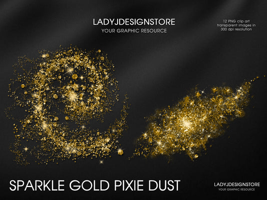 Sparkle Gold Pixie Dust Overlay – Elegant & Sparkling Design Elements