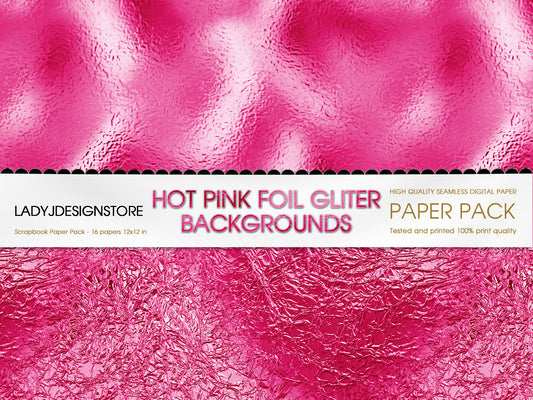 Hot Pink Foil Glitter Digital Paper