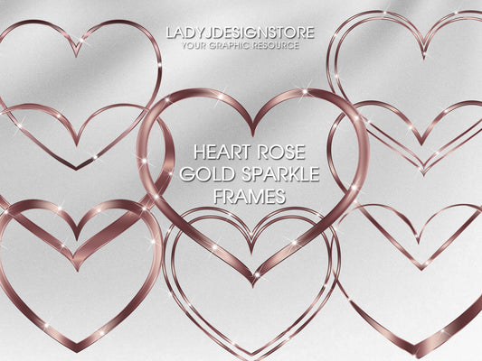 Heart Rose Gold Frames Edition Clipart ladyjdesignstore