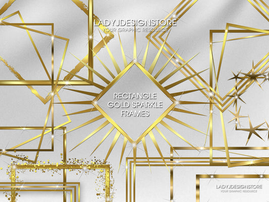 Gold Sparkly Rectangle Frame Edition Clipart 1