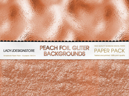 Peach Foil Glitter Digital Paper