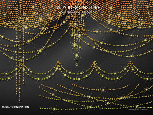 Rainbow Glitter String Fairy Lights Overlay PNG