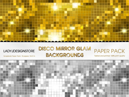 Disco Mirror Glam Seamless Background Digital Paper