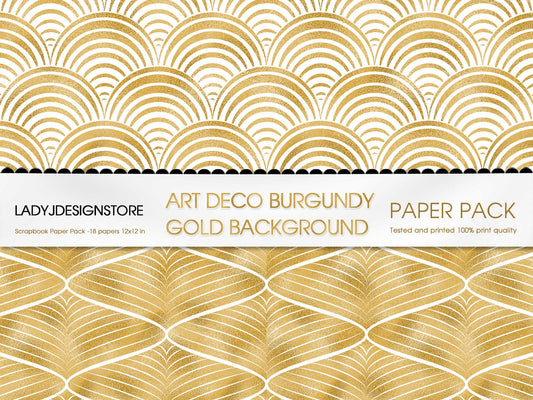 Art Deco Gold White Seamless Foil Background | Digital Paper Pack
