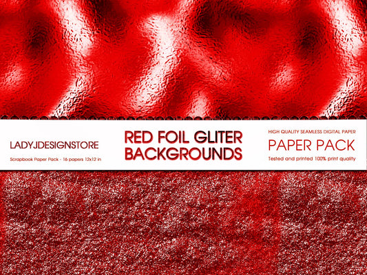 Deep Red Foil Glitter Digital Paper