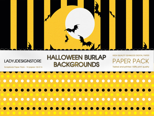 Halloween Burlap Digital Printable Papers