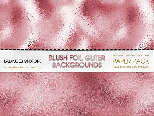 Blush Pink Foil Glitter Digital Paper
