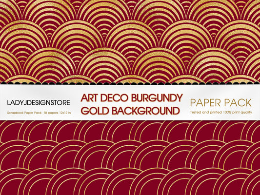 Art Deco Gold Burgundy Seamless Foil Background