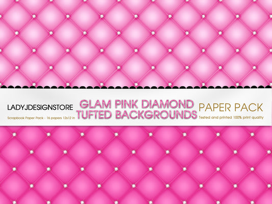 Diamond Tufted Pink Sparkle Digital Paper Pack