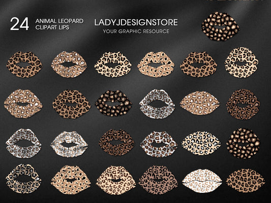 Leopard Sparkle Glitter Foil Lips PNG ladyjdesignstore