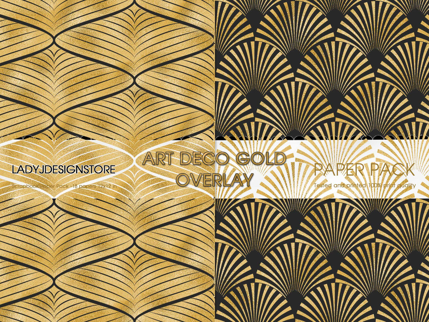 Art Deco Gold Overlays Seamless Foil Background Clip Art