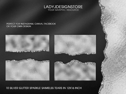 Silver Glitter Sparkle Torn Paper Clip Art PNG