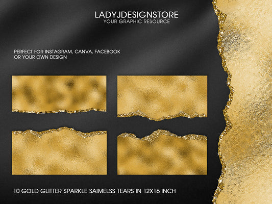 Gold Glitter Sparkle Torn Paper Clip Art PNG