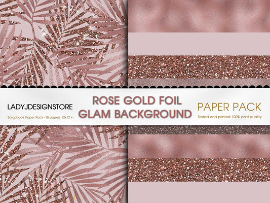 Rose Gold Glam Digital Paper – LuxuryRose Gold Textures ladyjdesignstore