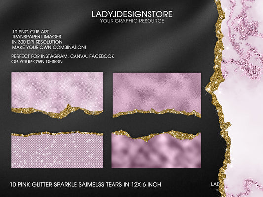 Pink Glitter Sparkle Torn Paper Clip Art PNG