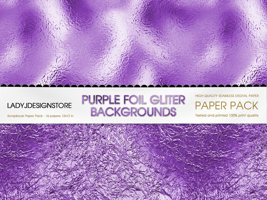 Purple Foil Glitter Digital Paper ladyjdesignstore Sublimation, Canva