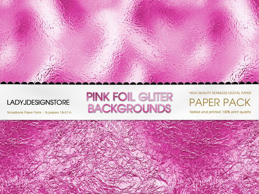 Pink Foil Glitter Digital Paper ladyjdesignstore