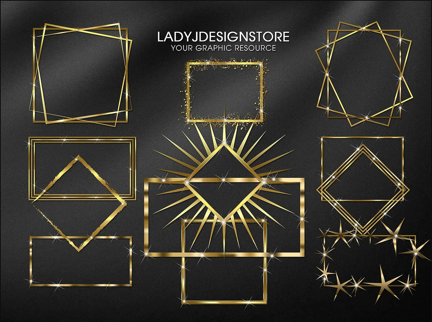 Gold Sparkly Rectangle Frame Edition Clipart 1