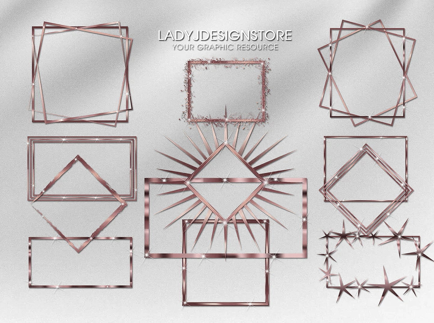 Rose Gold Sparkle Rectangle Frames