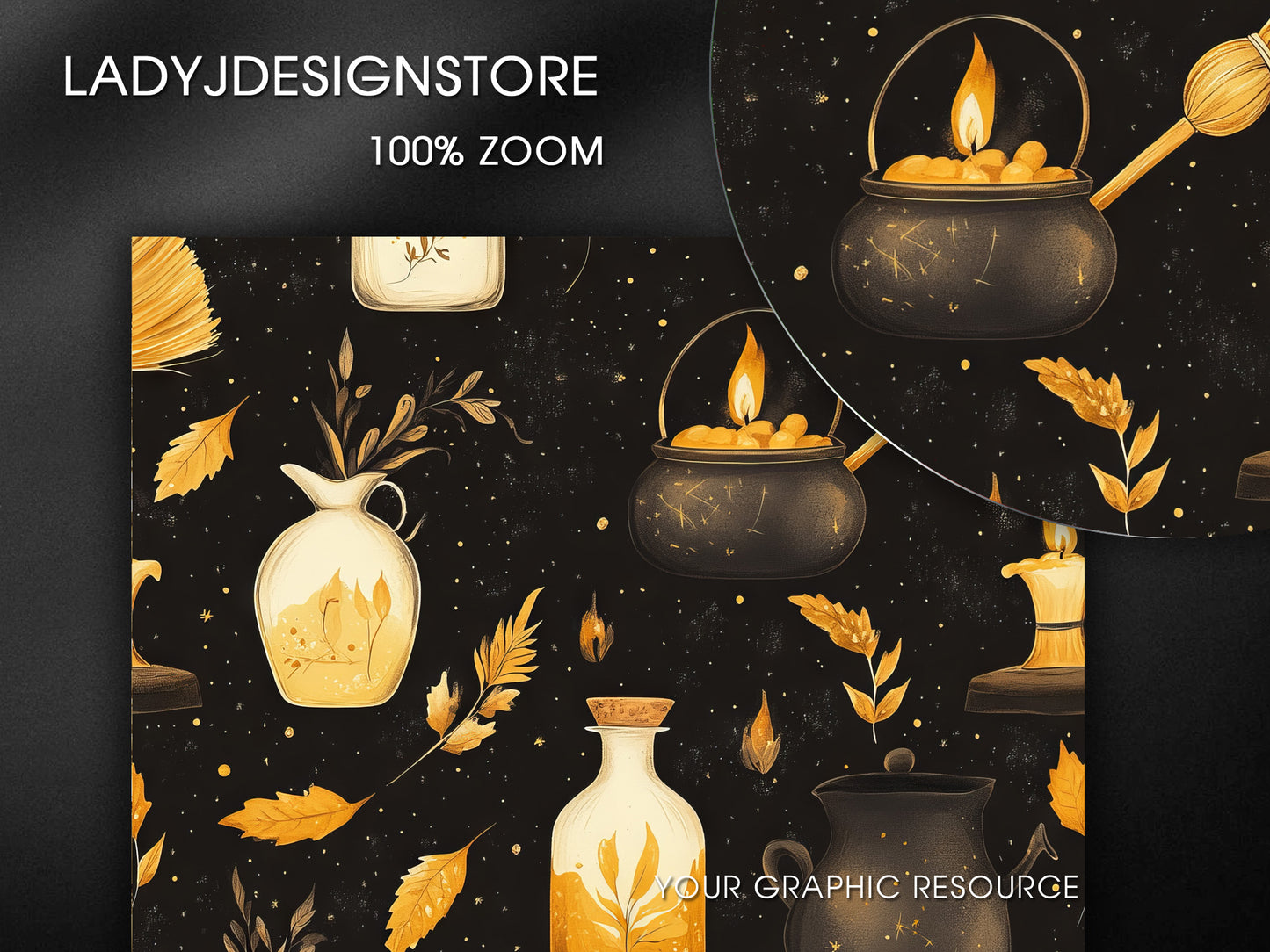 Halloween Witch Seamless Background Digital Paper Pack