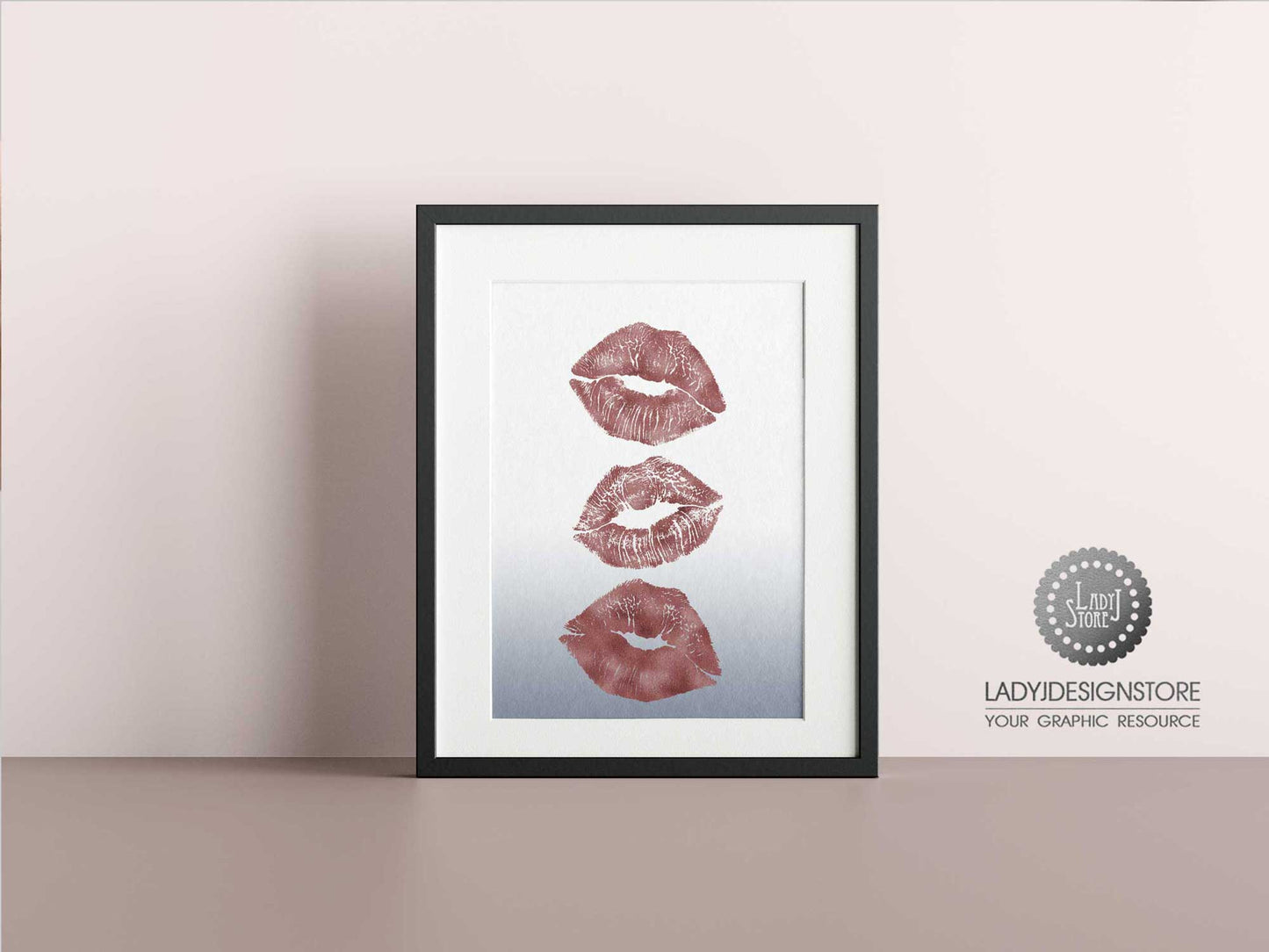 Rose Gold Sparkle Glitter Foil Lips PNG clip art ladyjdesignstore