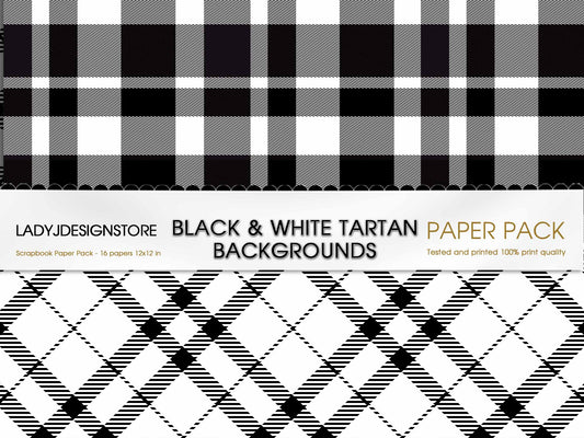 Black and White Plaid Background Seamless Background Pack