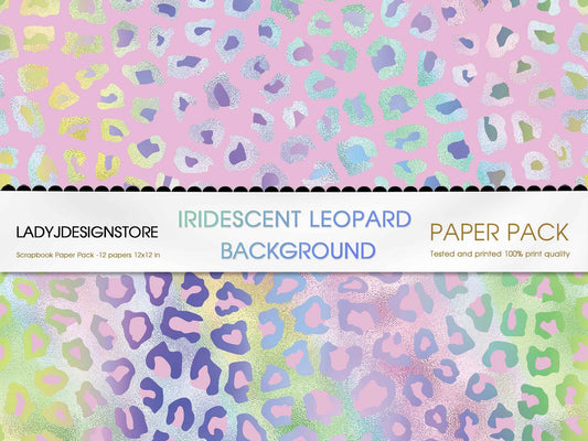Iridescent Leopard Print Digital Paper Pack
