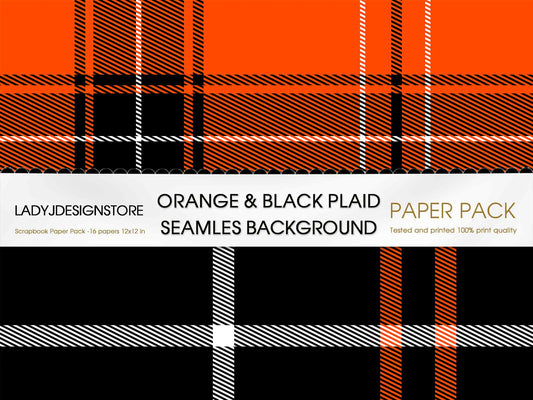 Orange Black Plaid Background Seamless Background Pack