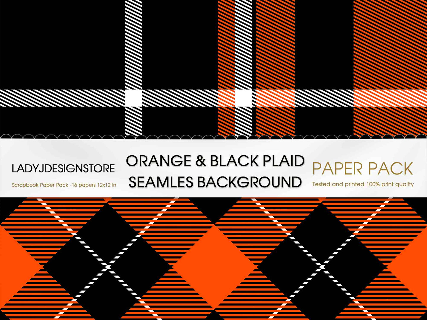 Orange Black Plaid Background Seamless Background Pack