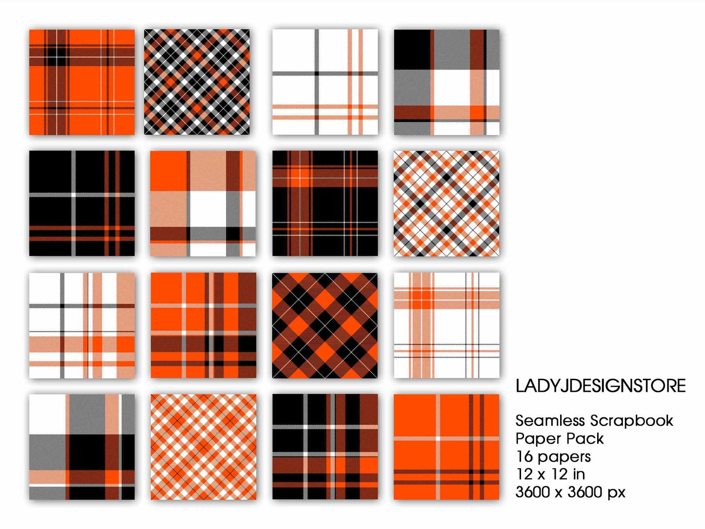 Orange Black Plaid Background Seamless Background Pack