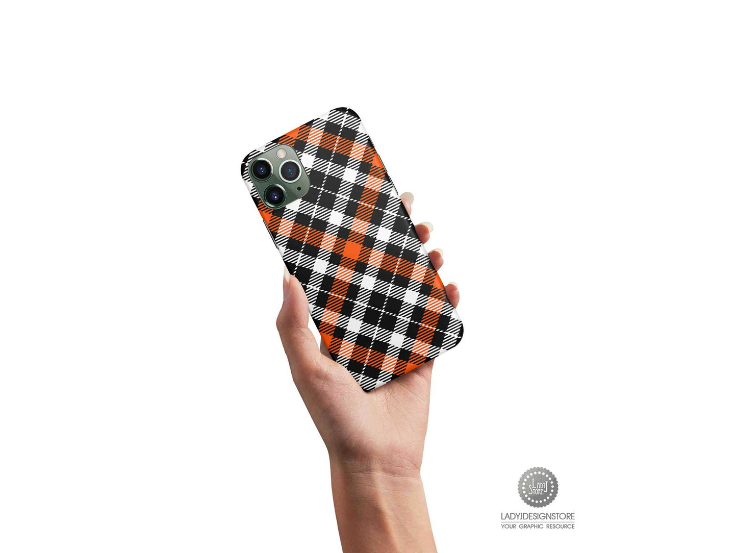 Orange Black Plaid Background Seamless Background Pack