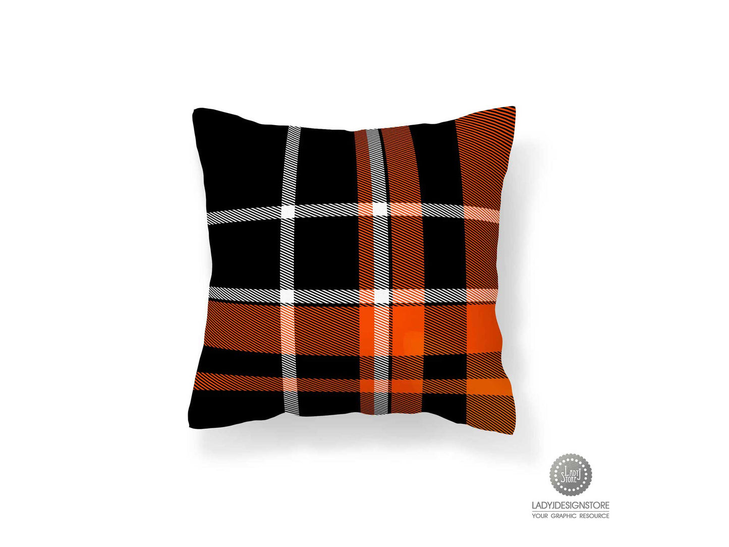 Orange Black Plaid Background Seamless Background Pack