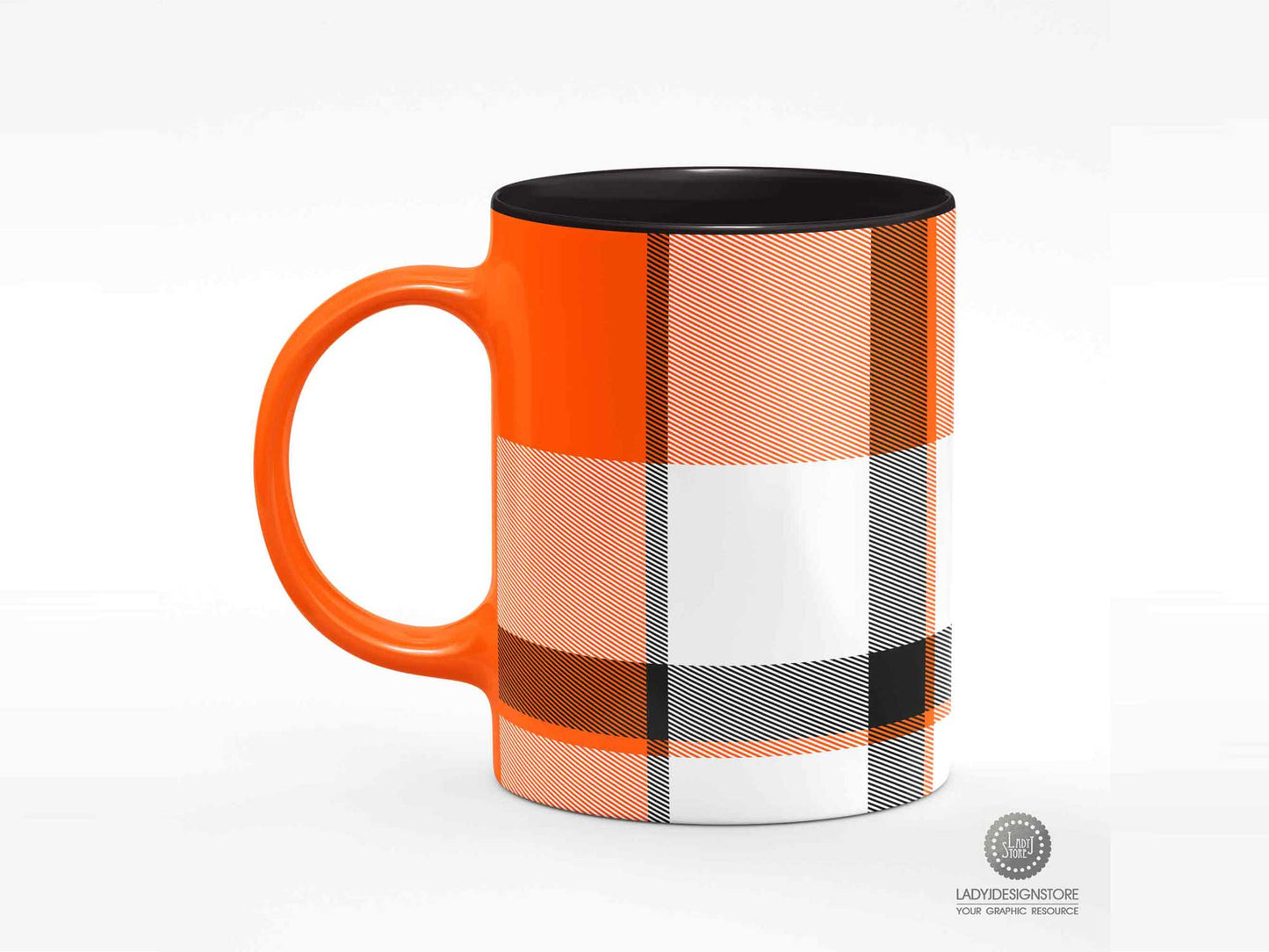 Orange Black Plaid Background Seamless Background Pack