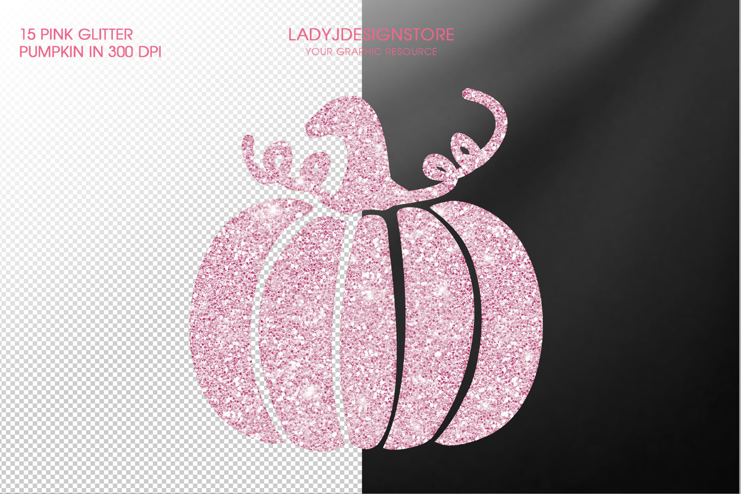 Glitter Sparkle Pink Pumpkin Clip Art
