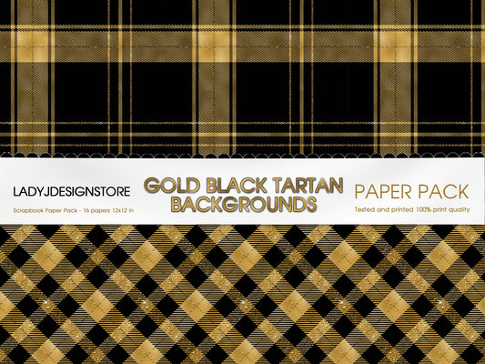 Black and Gold Plaid Background Seamless Background Pack