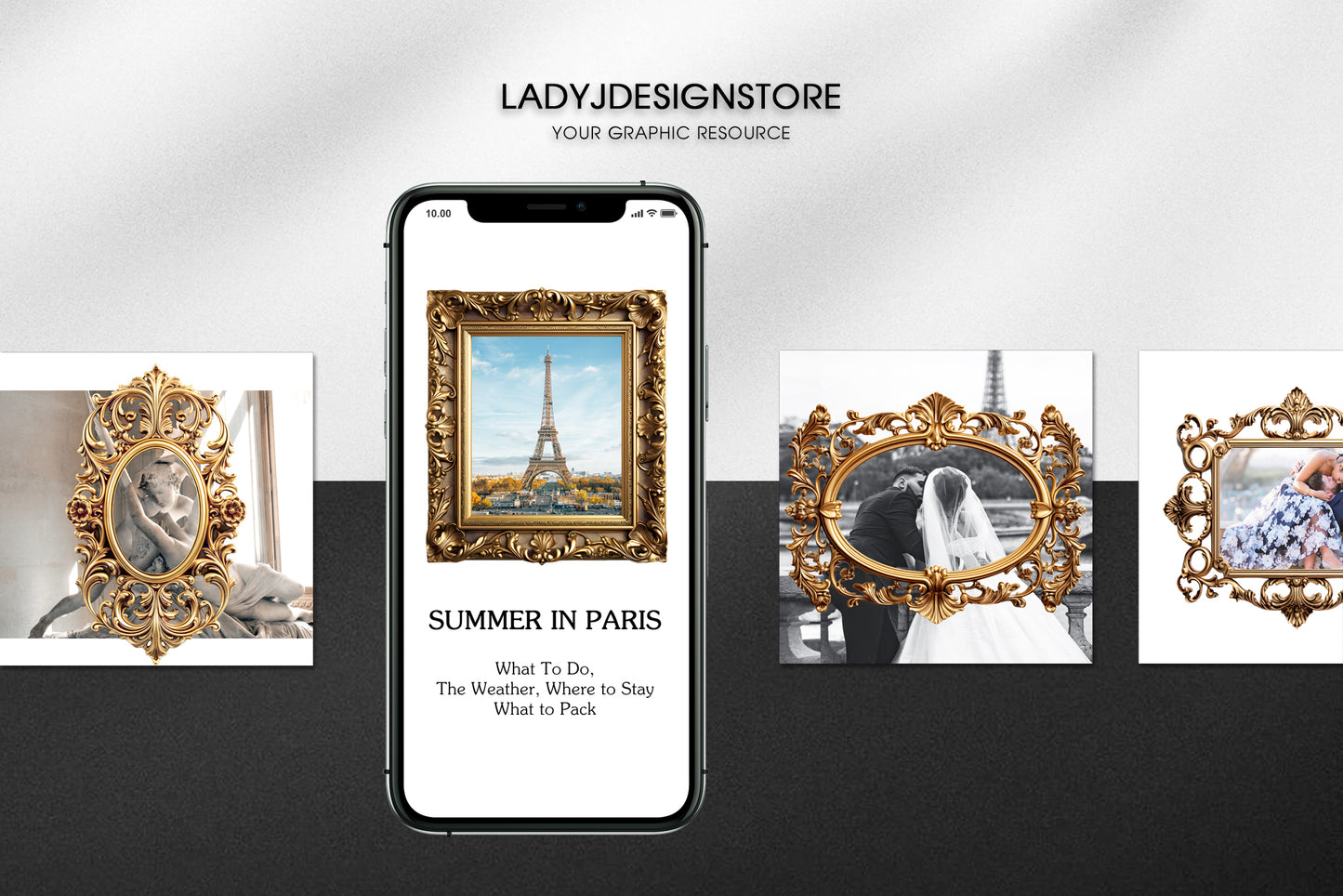 Antique White Gold Frames Clipart Clip Art – Elegant Baroque & Vintage Borders