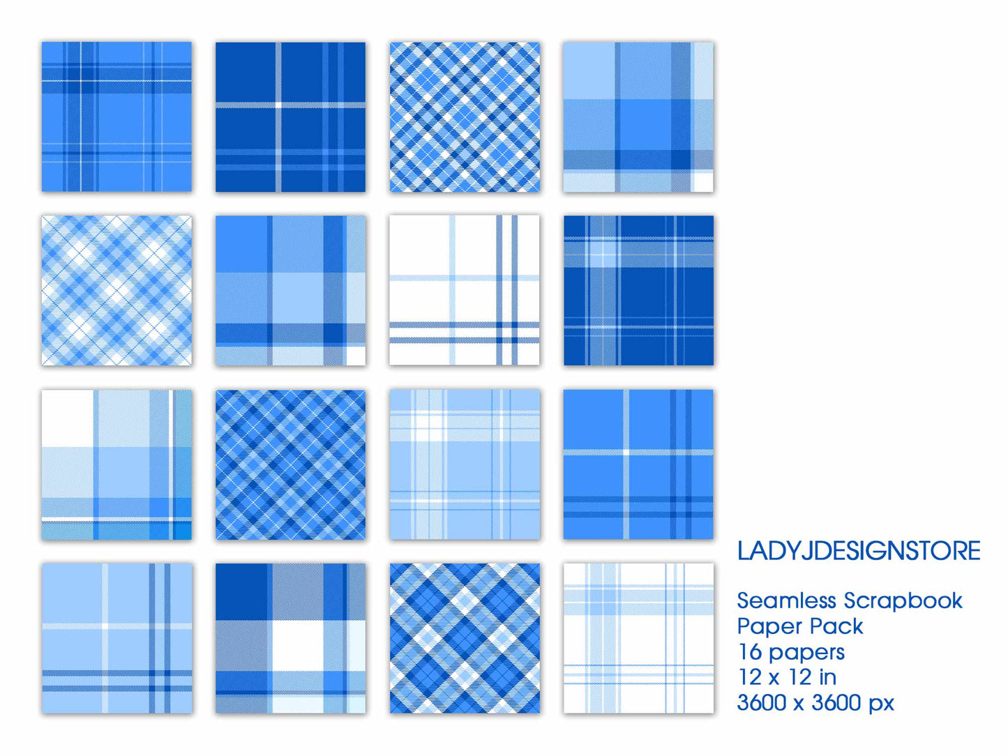 Blue Plaid Background Saimless Background Pack