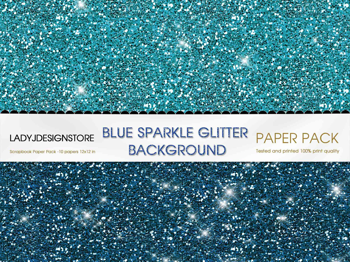 Blue Sparkle Glitter Background - Digital Seamless Paper Pack