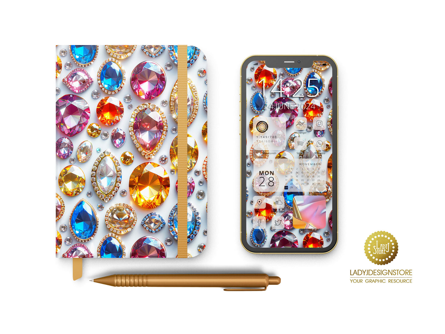 Colorful Diamonds Digital Paper Pack ladyjdesignstore