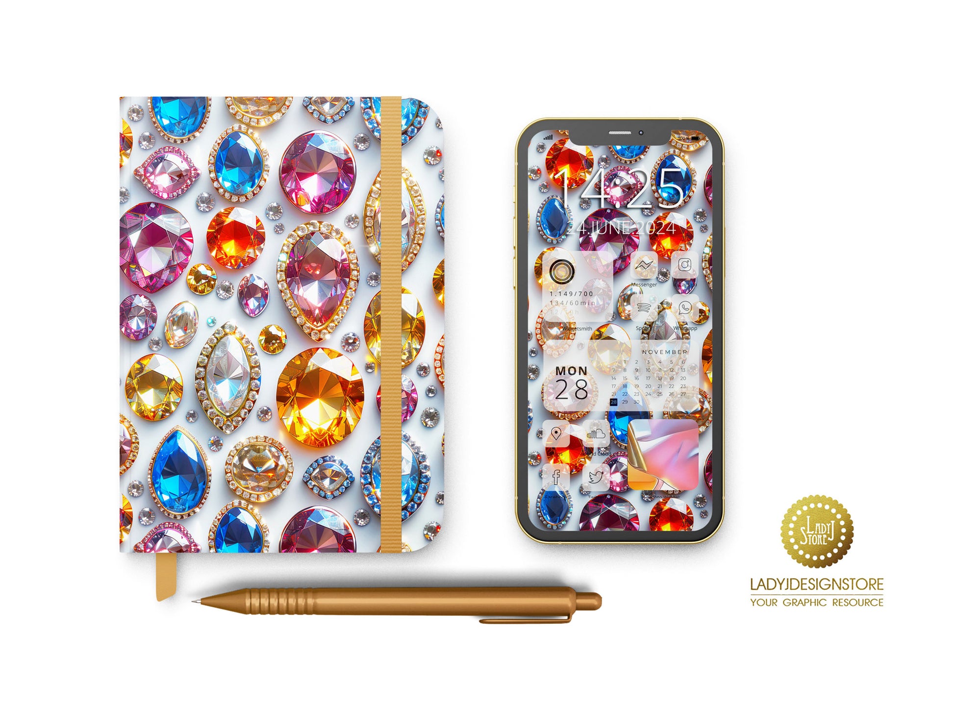Colorful Diamonds Digital Paper Pack ladyjdesignstore