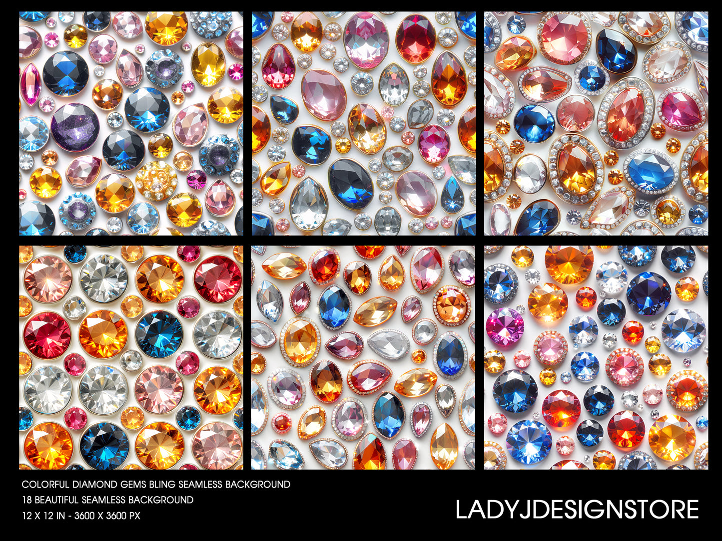 Colorful Diamonds Digital Paper Pack ladyjdesignstore