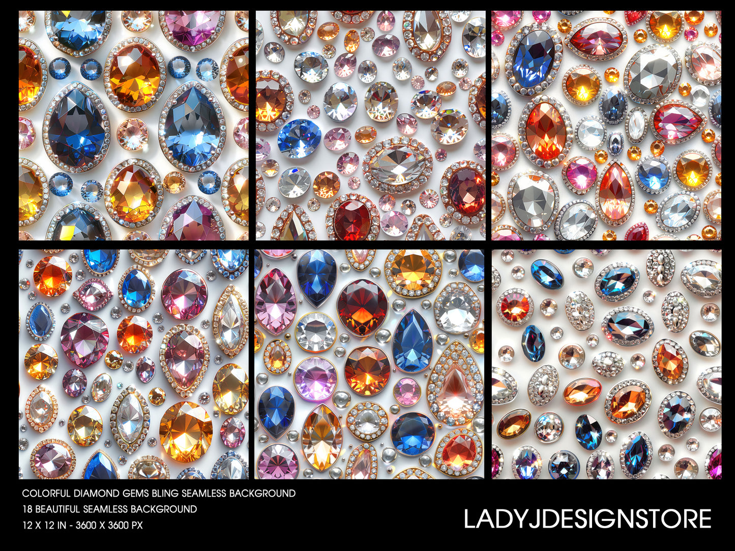 Colorful Diamonds Digital Paper Pack ladyjdesignstore