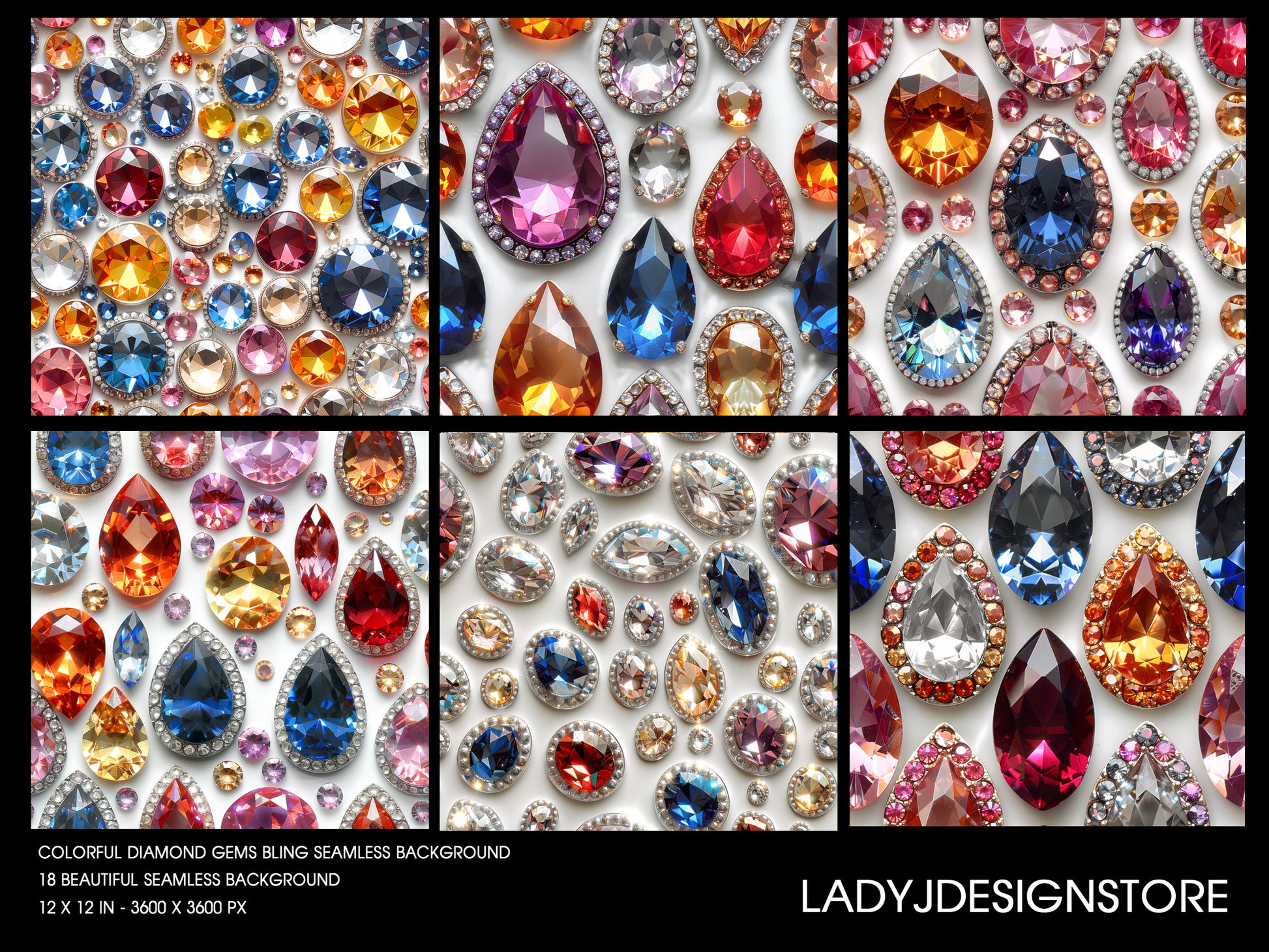 Colorful Diamonds Digital Paper Pack ladyjdesignstore
