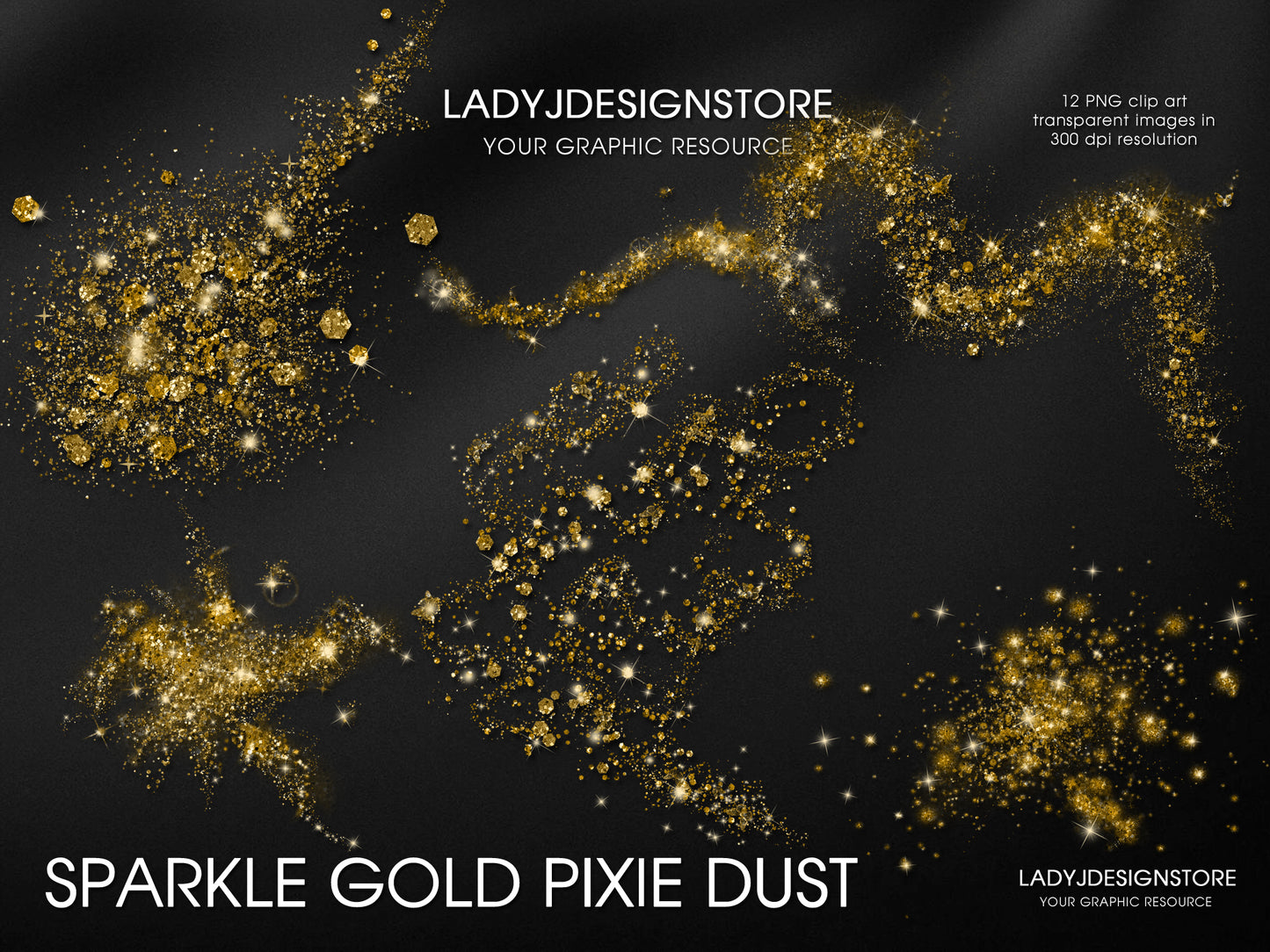 Sparkle Gold Pixie Dust Overlay – Elegant & Sparkling Design Elements